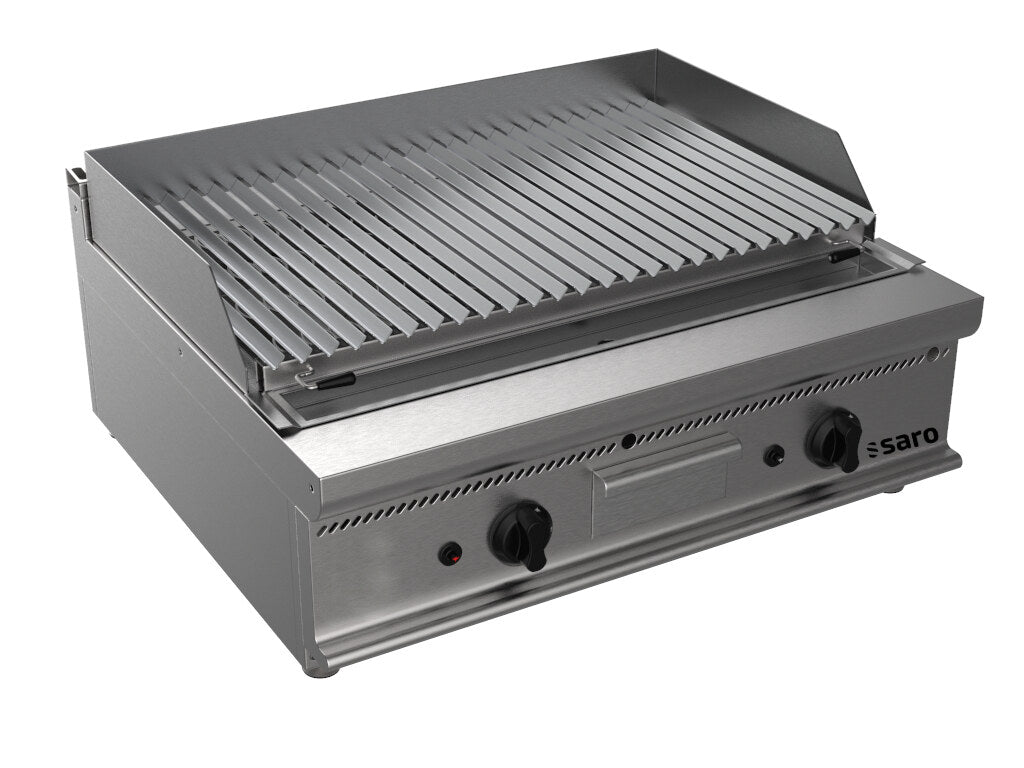 Saro E7/BS2BB gas lava rock grill, table