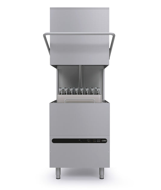 Saro BERLIN hood dishwasher, hood raised, wash arms visible