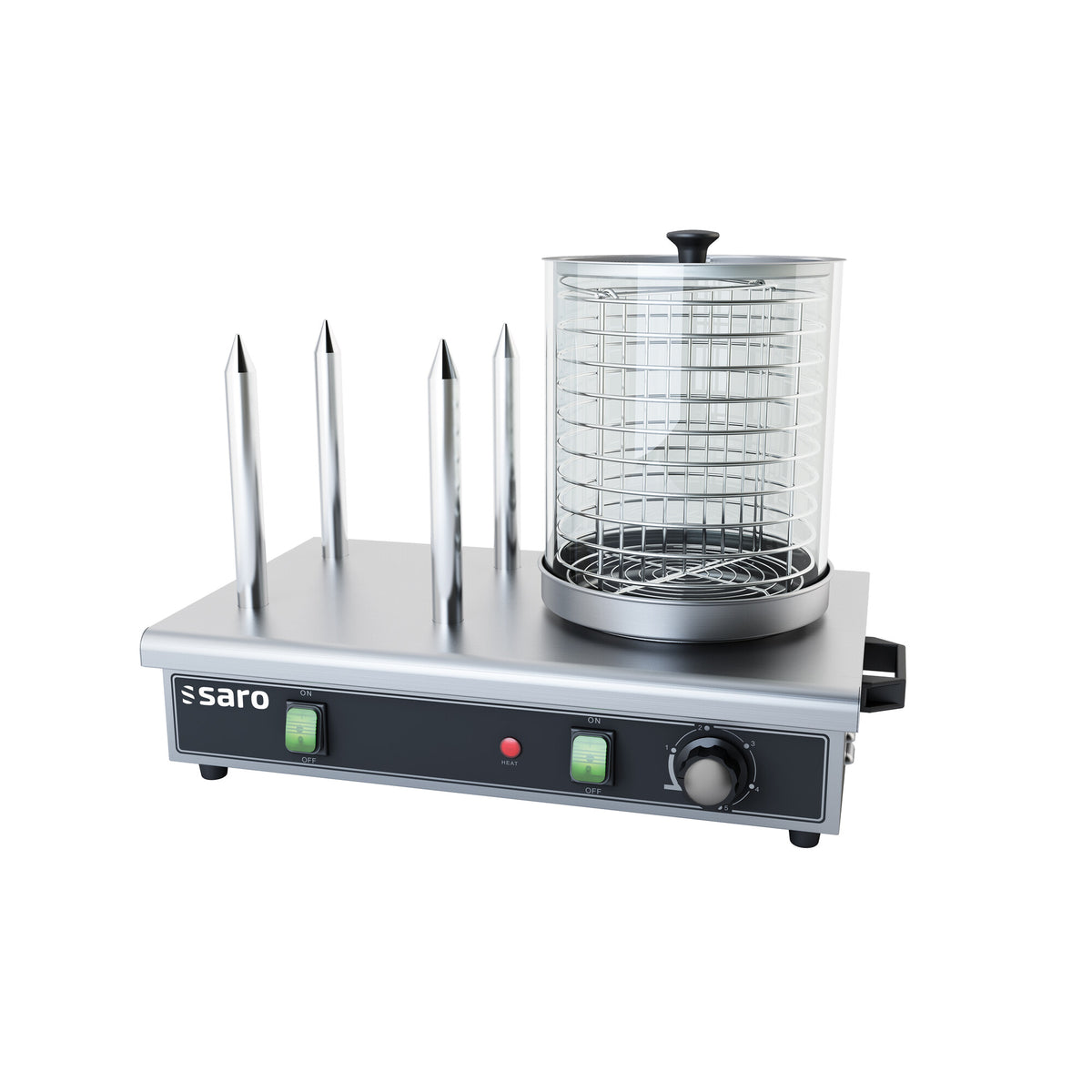 Saro HW 2 hot dog cooker, stainless steel with toast bars
