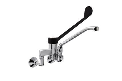 Saro EDDA wall-mounted two-hole tap, black lever