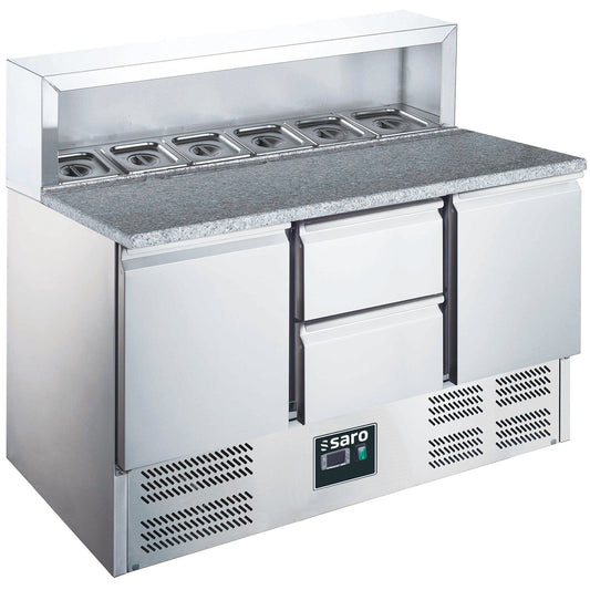 Saro EPS 903 2/2 pizza prep table with drawers, stainless steel