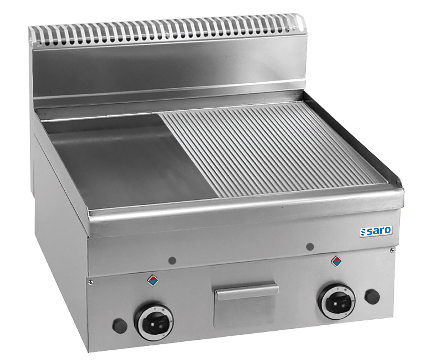 Saro GFT66LR gas griddle plate, half smooth half ribbed