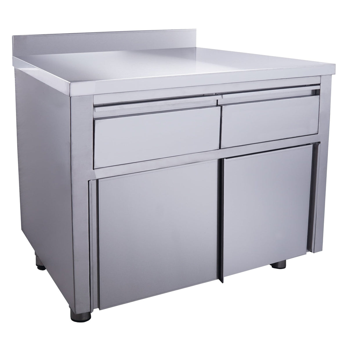 Saro sliding door cabinet, 2 drawers with upstand, 1000 x 700 mm