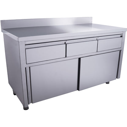 Saro sliding door cabinet, 3 drawers with upstand, 1400 x 700 mm