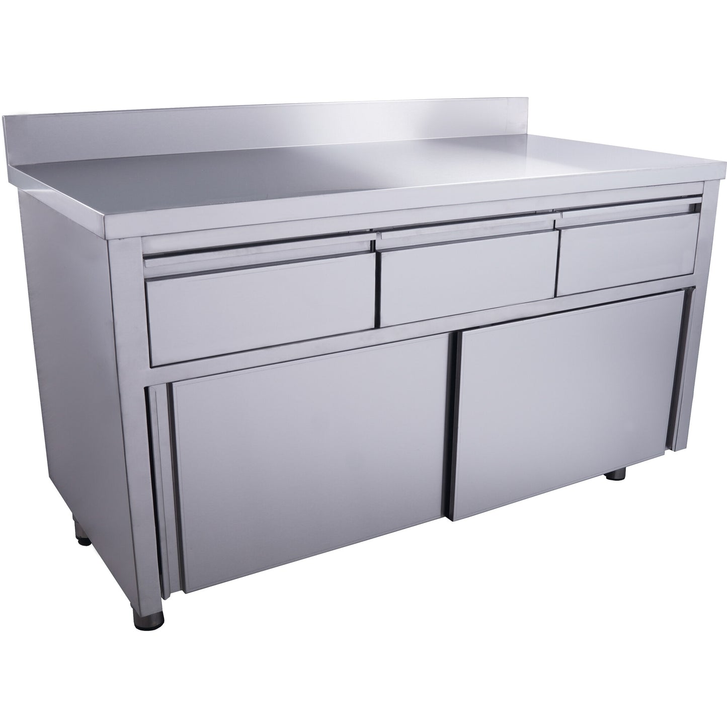 Saro sliding door cabinet, 3 drawers with upstand, 1600 x 700 mm