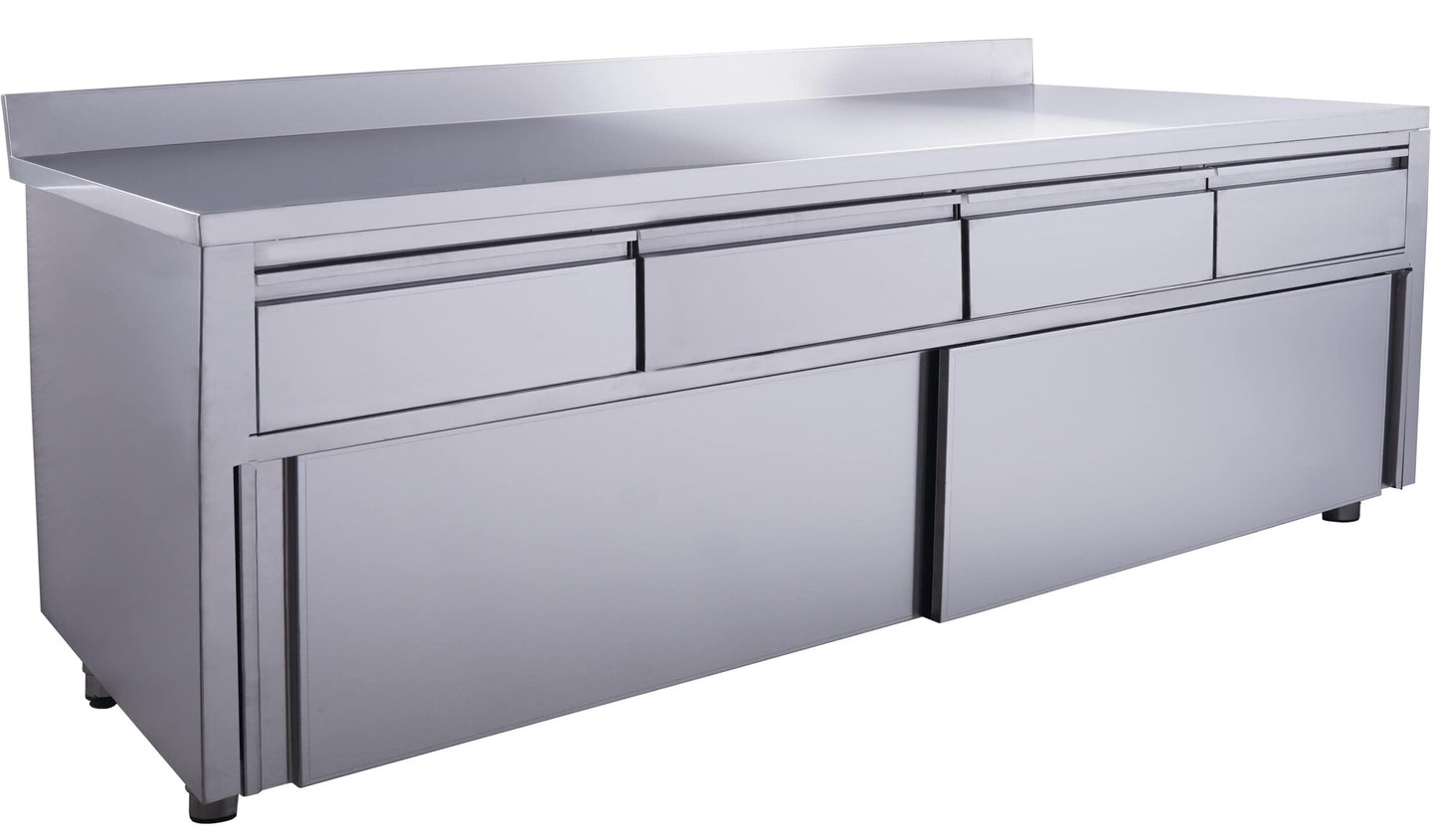 Saro sliding door cabinet, 4 drawers with upstand, 2000 x 700 mm