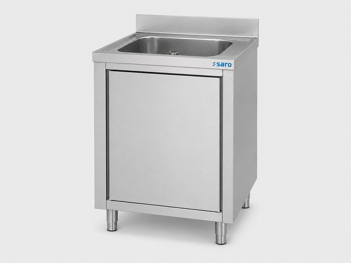 Saro sink cabinet 700 mm, stainless steel, flap door closed