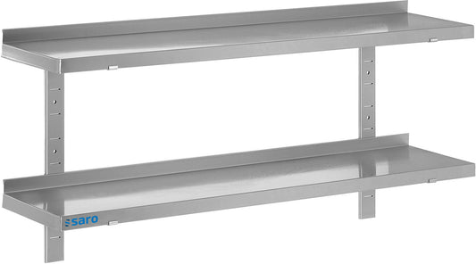 Saro wall shelf, 2 shelves, 1000 mm, stainless steel