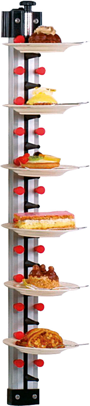 Saro WM-12 plate stacker, wall-mounted plate rack holding plated dishes
