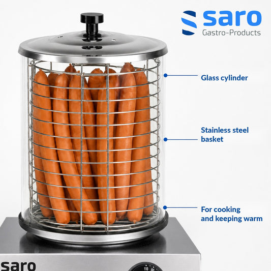 Saro CS-100 hot dog cooker, glass cylinder and basket