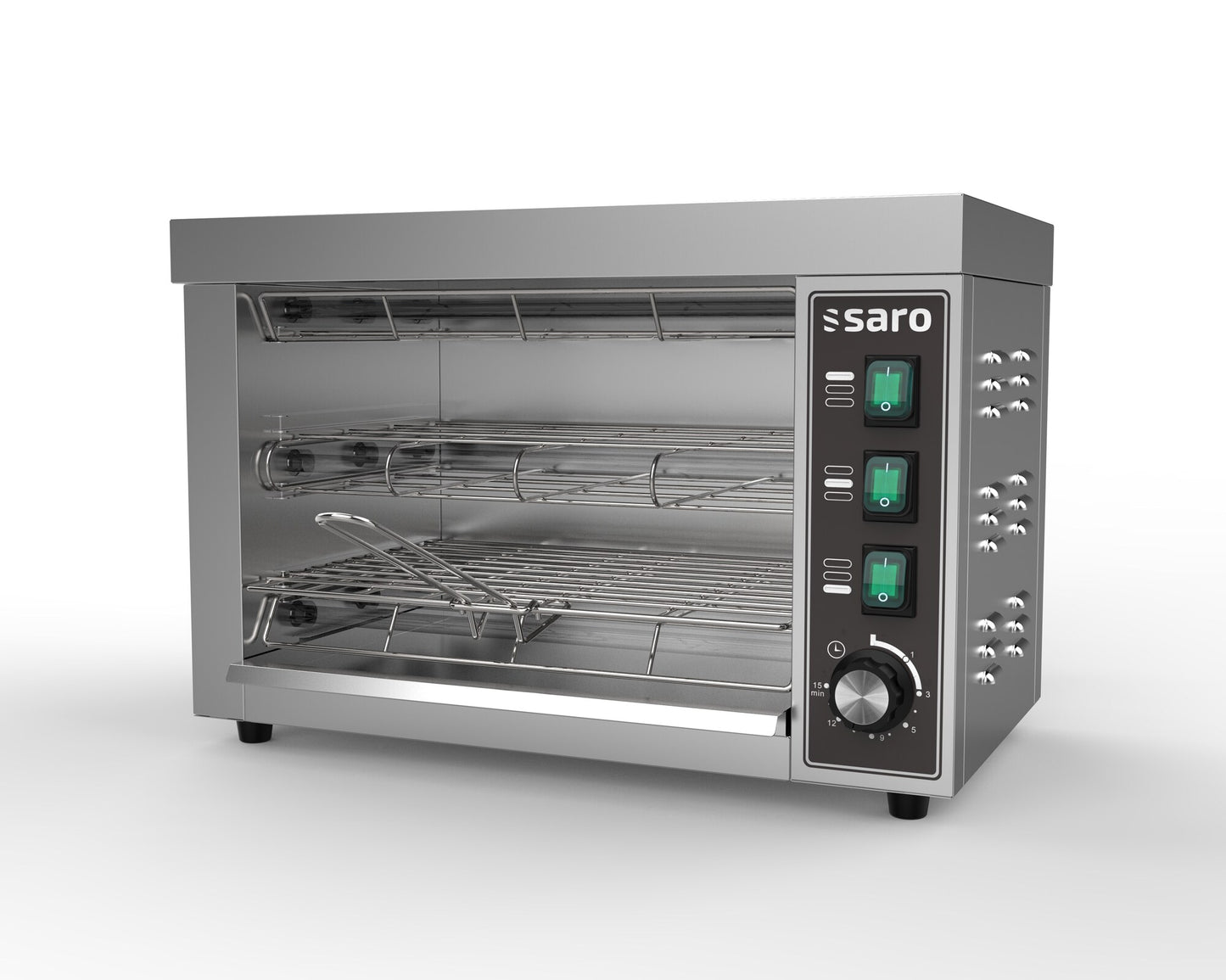 Saro ALIVA double bread toaster, angled interior view