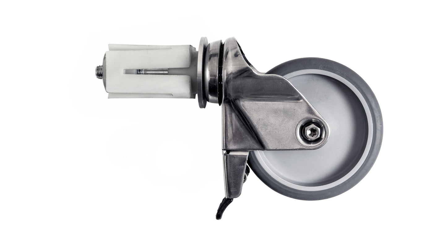 Saro wheel set for tables, braked castor with lock lever