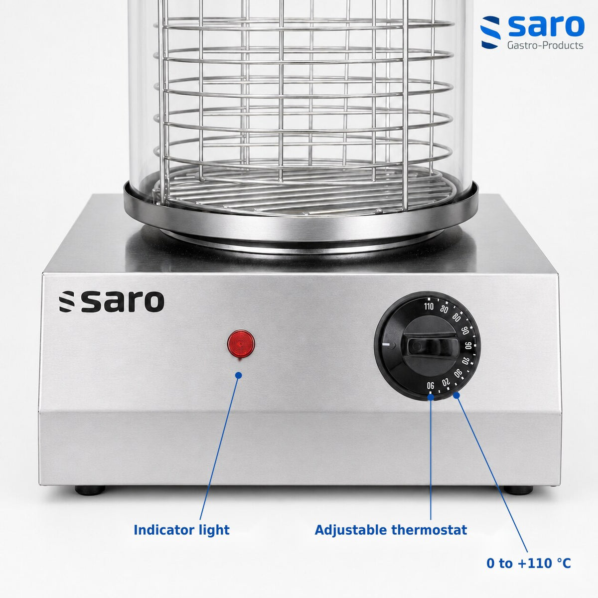 Saro CS-100 hot dog cooker, thermostat and indicator light