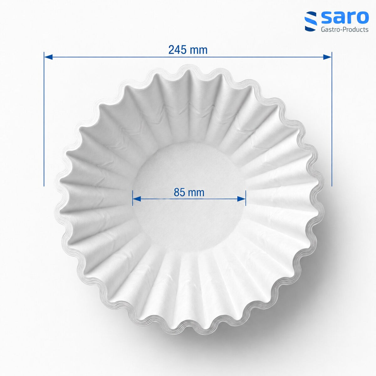 Saro basket filter paper, dimensions diagram