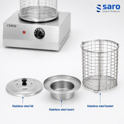 Saro CS-100 hot dog cooker, lid, insert and basket