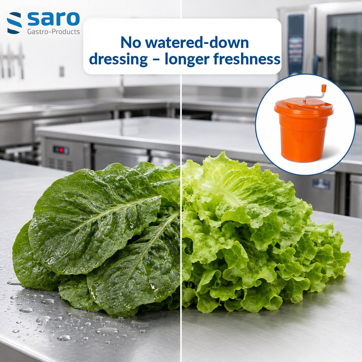 Saro Rena 121 salad spinner, dry versus wet lettuce