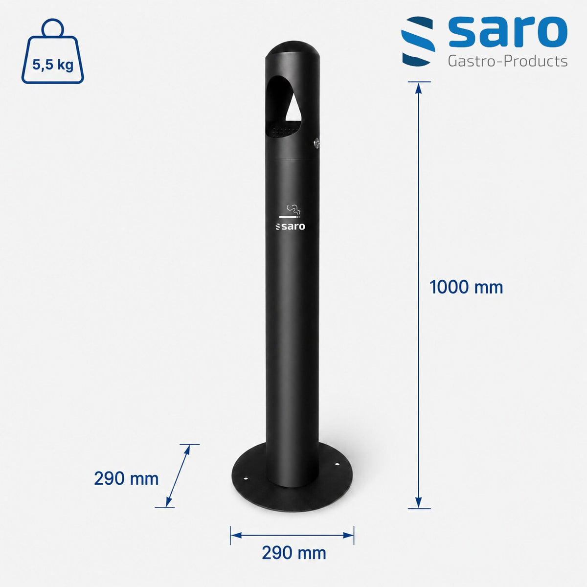 Saro RANA floor ashtray, dimensions and weight