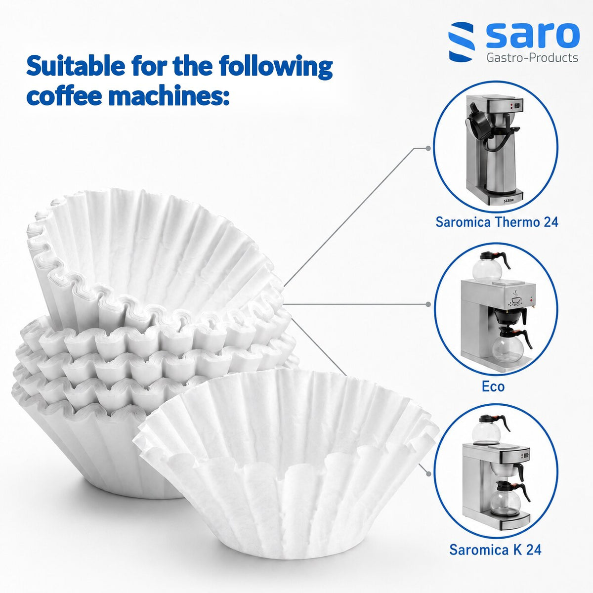 Saro basket filter paper, compatible coffee machines