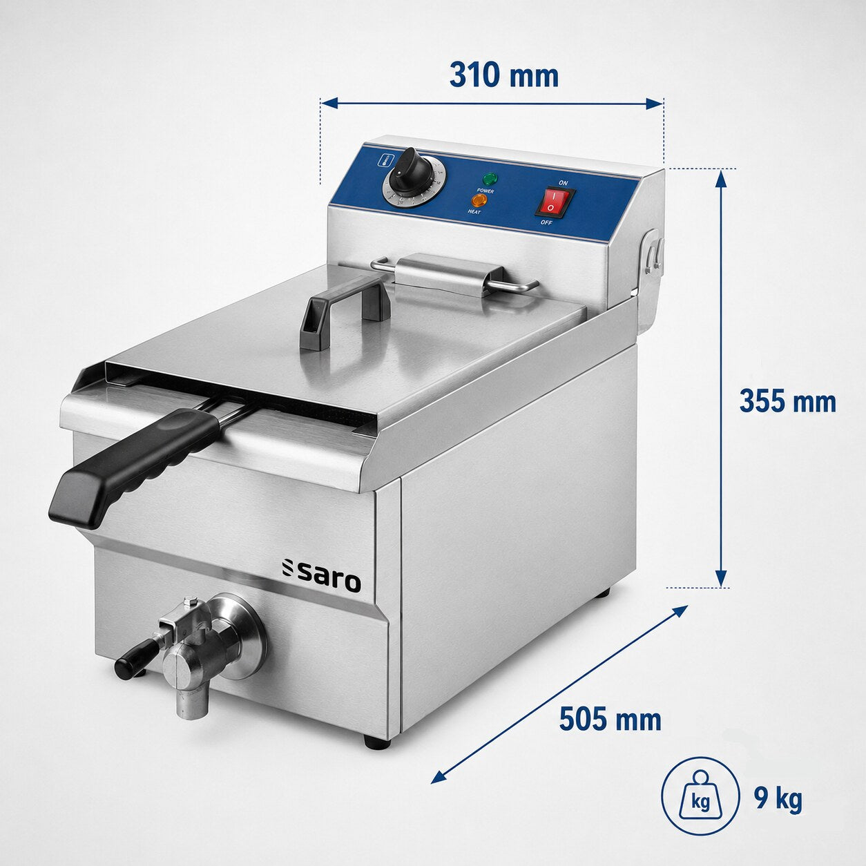 Saro FT 13 fryer, dimensions diagram