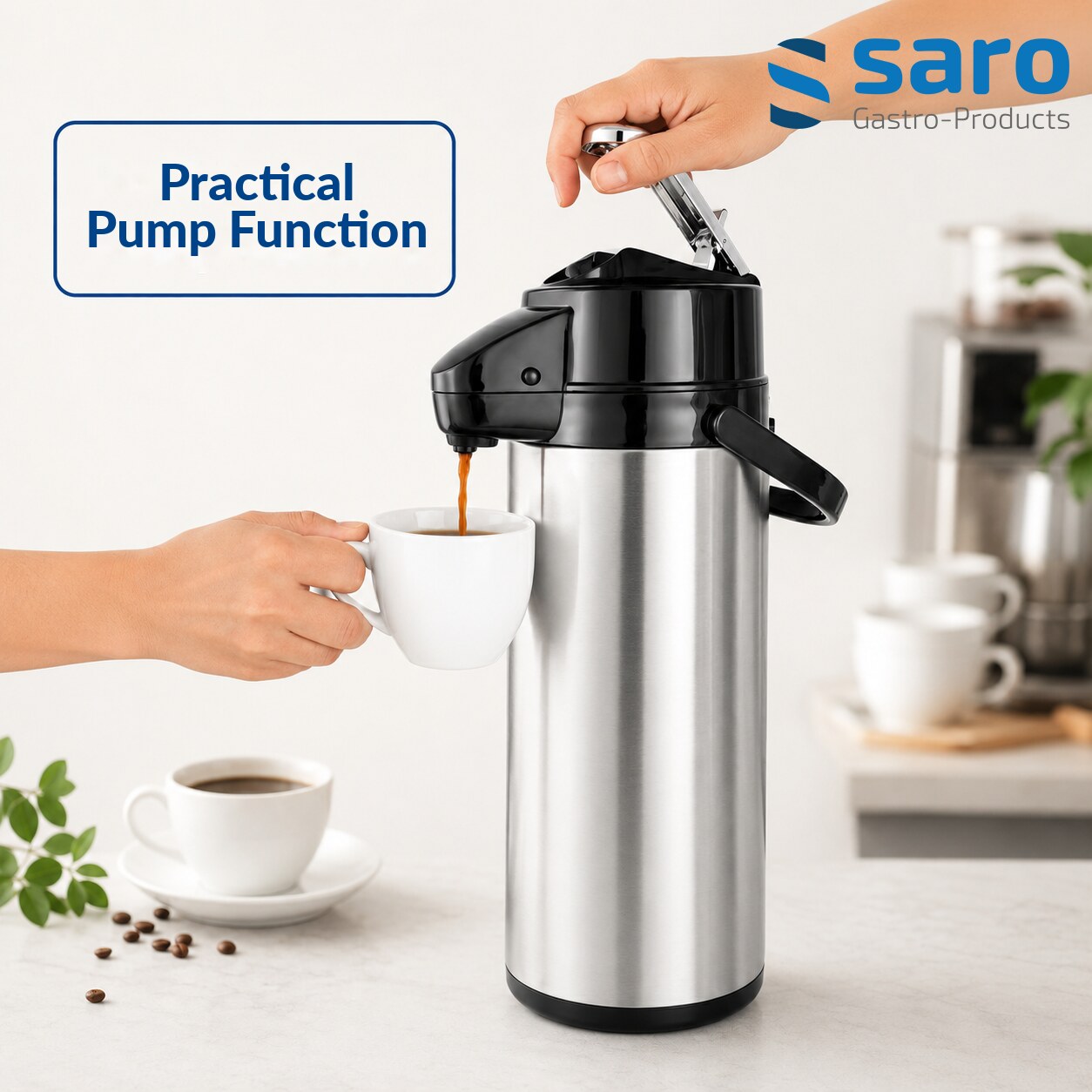 Saro insulated pump jug, pump function in use