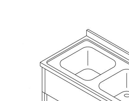 Maxima Dishwasher Table, 200 x 70 cm, Left, 2 Sinks, additional view