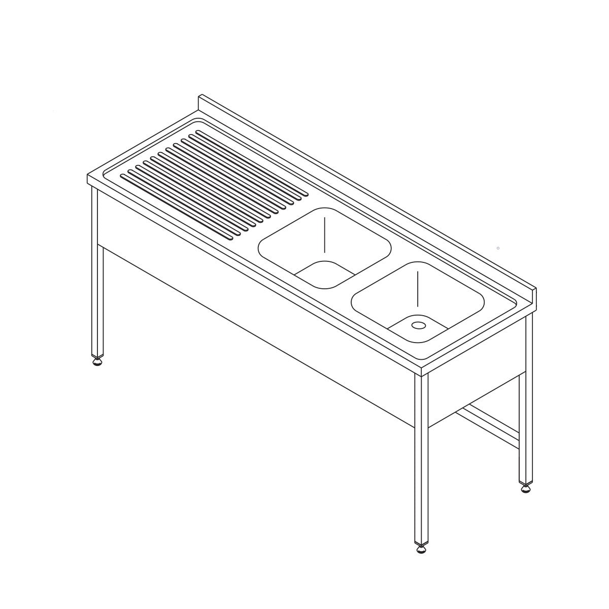 Maxima Dishwasher Table, 150 x 70 cm, 2 Sinks, product photo