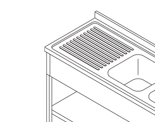 Maxima Dishwasher Table, 190 x 70 cm, 2 Sinks, additional view