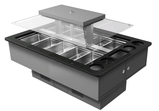 Vitrum refrigerated salad bar RSB 10GN-2S, two zones of five GN 1/1, double-sided