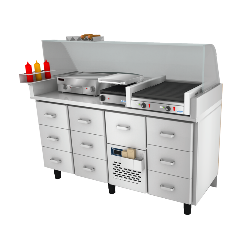 Hot Dog Station, Stainless Steel, 1660×650×900 mm