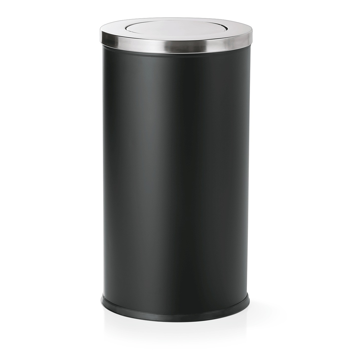 Was Swing Lid Waste Bin, Ø370 mm, 80 L, Black Powder-Coated Steel