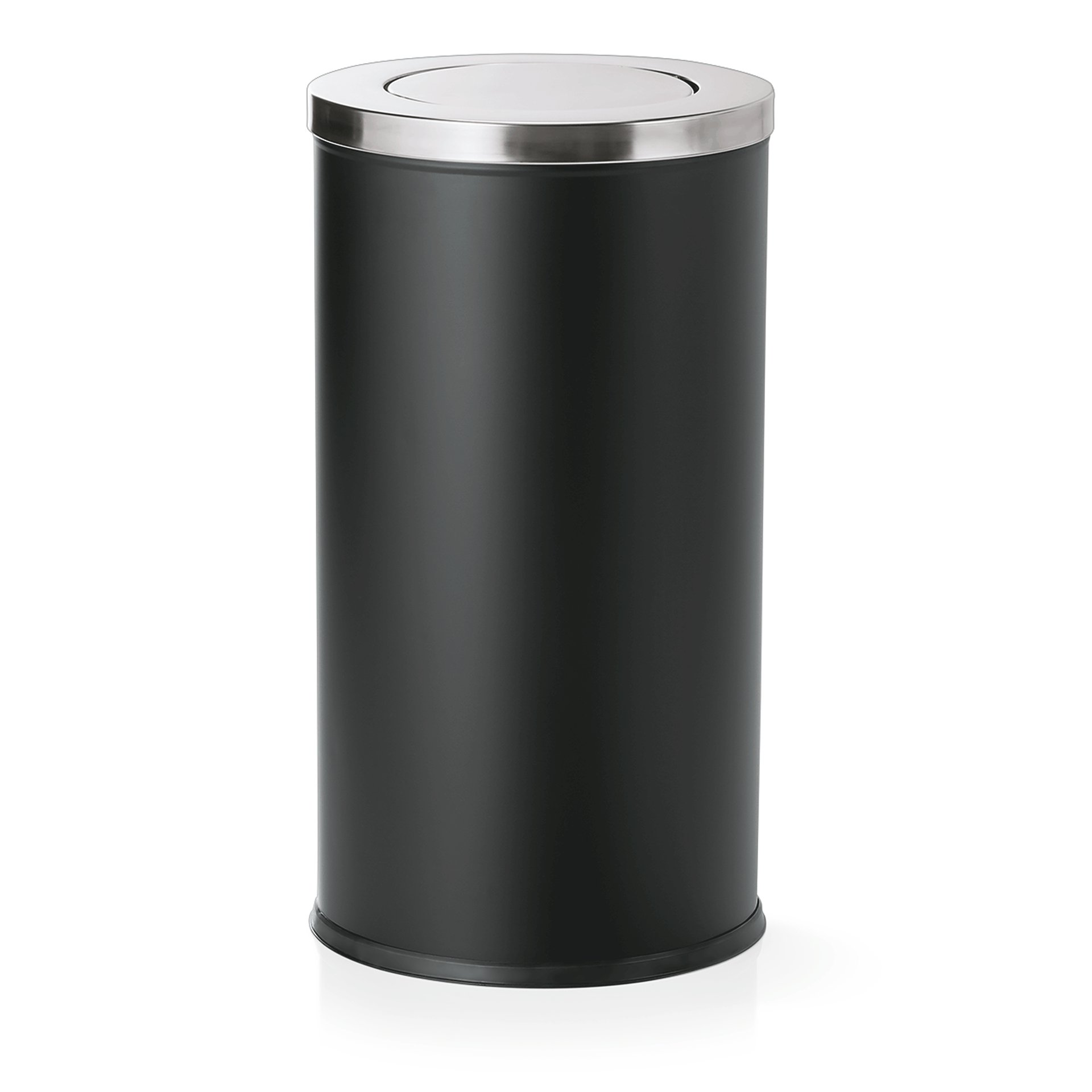 Was Swing Lid Waste Bin, Ø370 mm, 80 L, Black Powder-Coated Steel