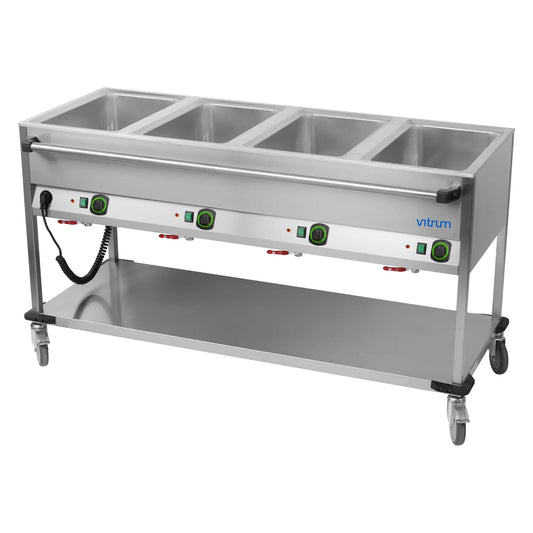 Bain Marie Trolley, 4x GN 1/1, 30-90°C, 3 kW