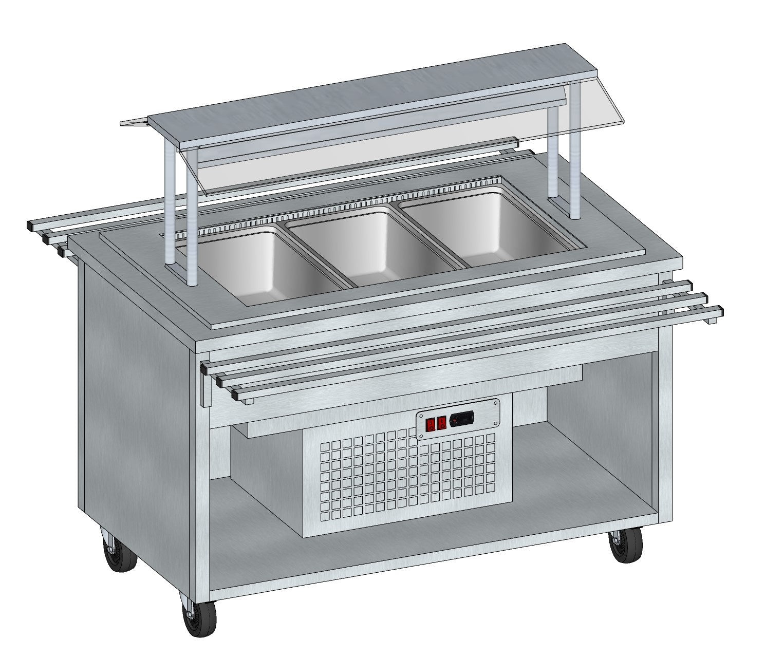 Ventilated Cold Bath Trolley, 3x GN 1/1, 0.85 kW