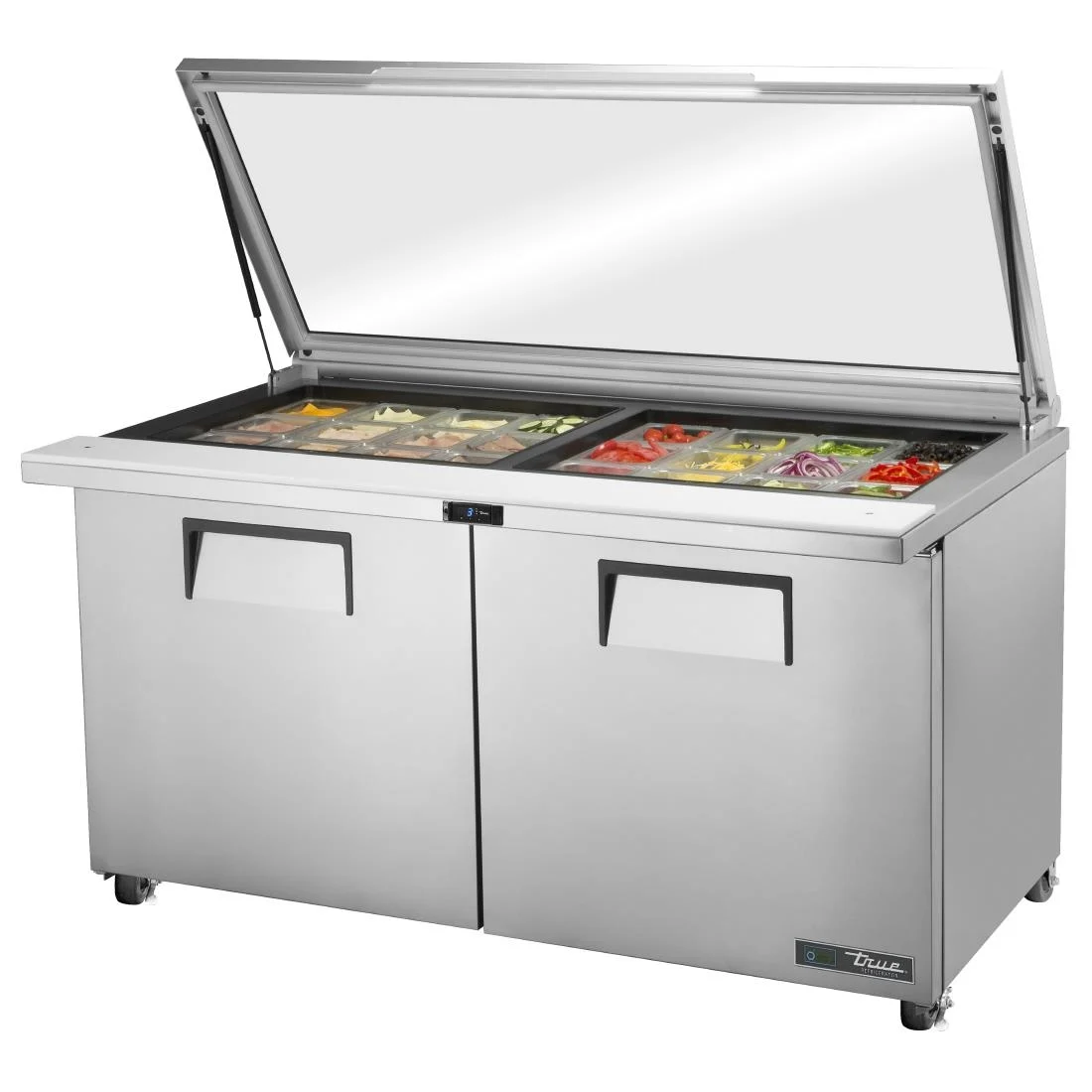 Mega-Top Glass Lid Prep Counter, 439 L, 0.5–5°C