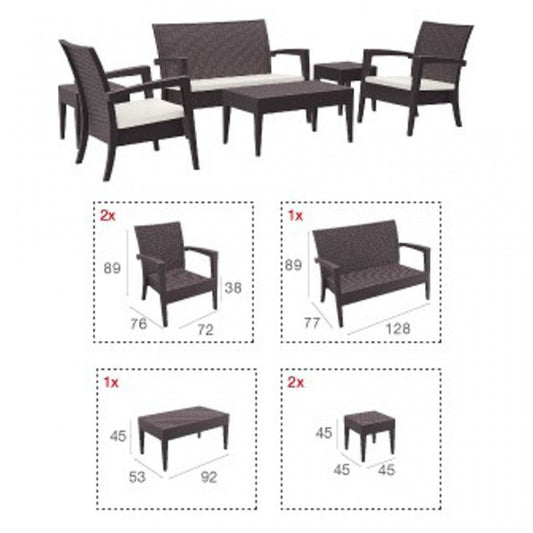 Siesta Miami Outdoor Lounge Set, 6-Piece, PP Rattan-Look