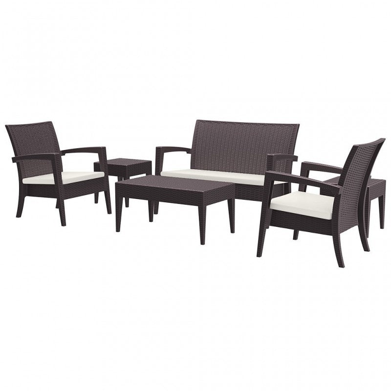 Miami Outdoor Lounge Set, 6-Piece, PP Rattan-Look