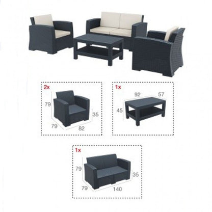 Monaco Outdoor Lounge Set XL, 4-Piece, 82 kg