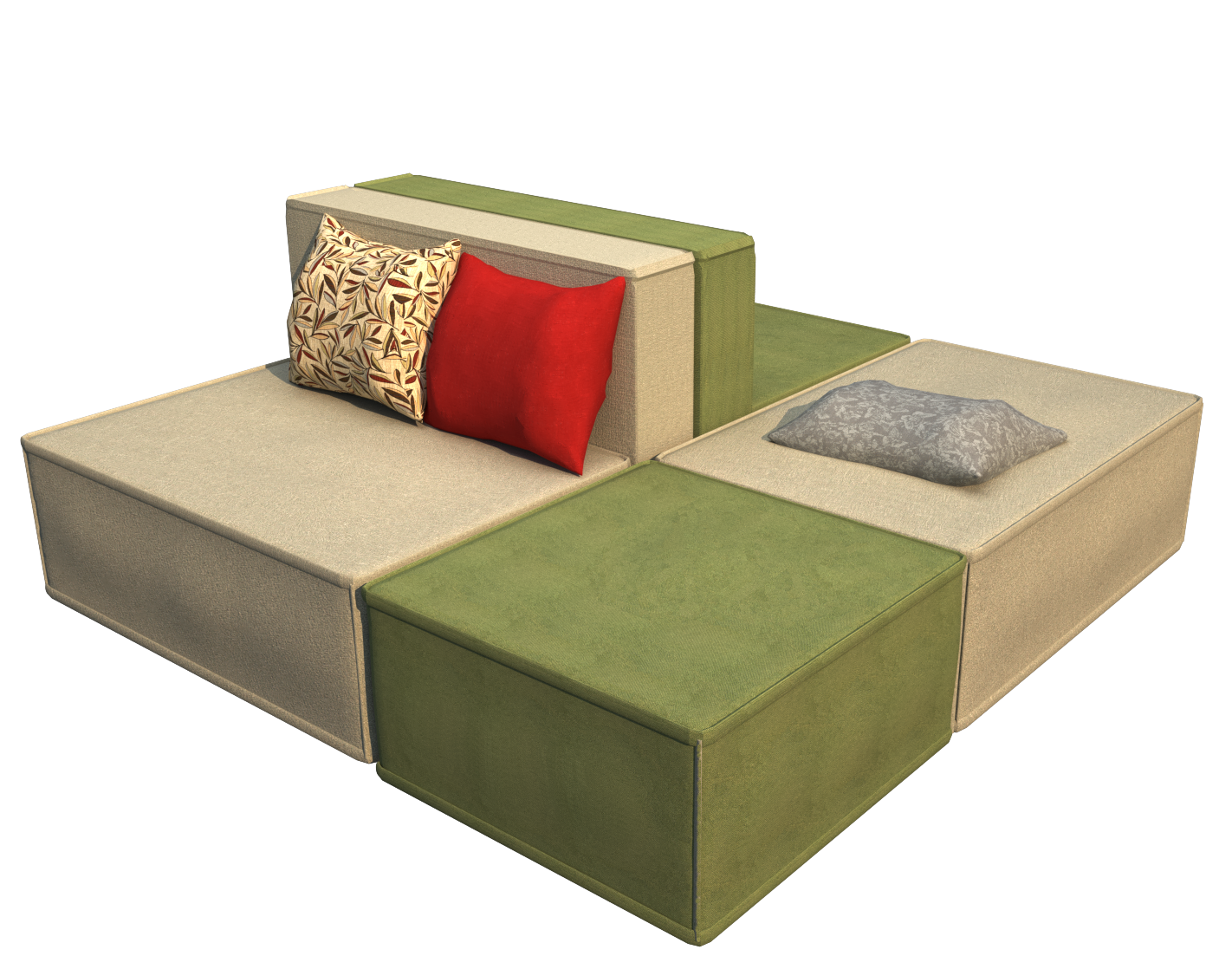 Modular Sofa, 2000x2000 mm, HR Foam, Veneer Frame