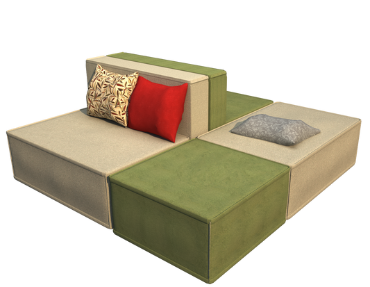 Modular Sofa, 2000x2000 mm, HR Foam, Veneer Frame