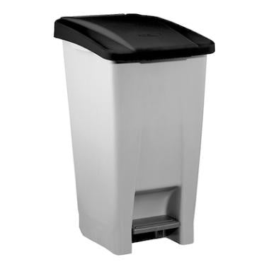 Pedal Waste Bin, 60 L, Wheeled, Black/Grey