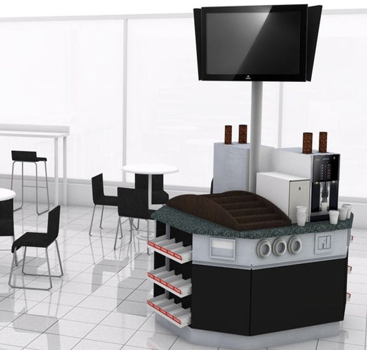Island Coffee Station, Freestanding, Four-Sided Access