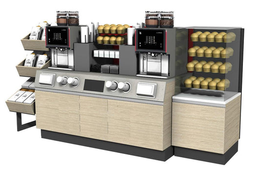 Island Coffee Station, Freestanding, Four-Sided Access