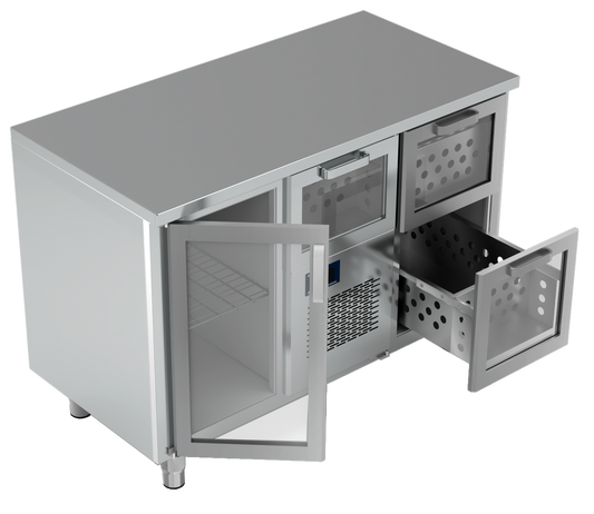 Refrigerated Table, Glass Door & Drawer, +2/+6°C