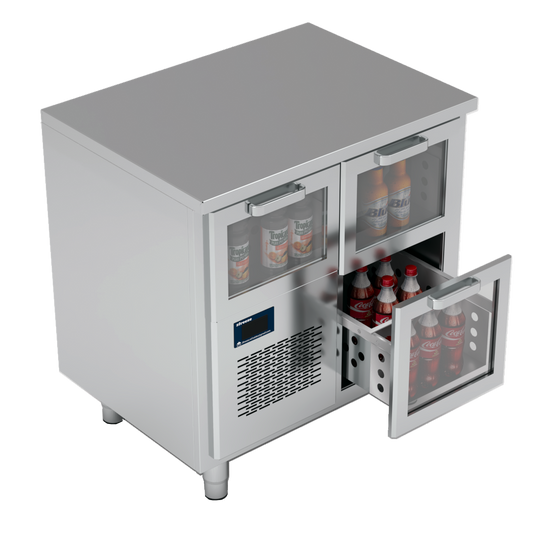 Refrigerated Bar Table, Glass Drawers, +2/+6°C