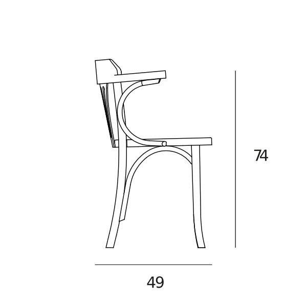 Classic Armchair, Solid Beech, H790 × W540 × D490 mm