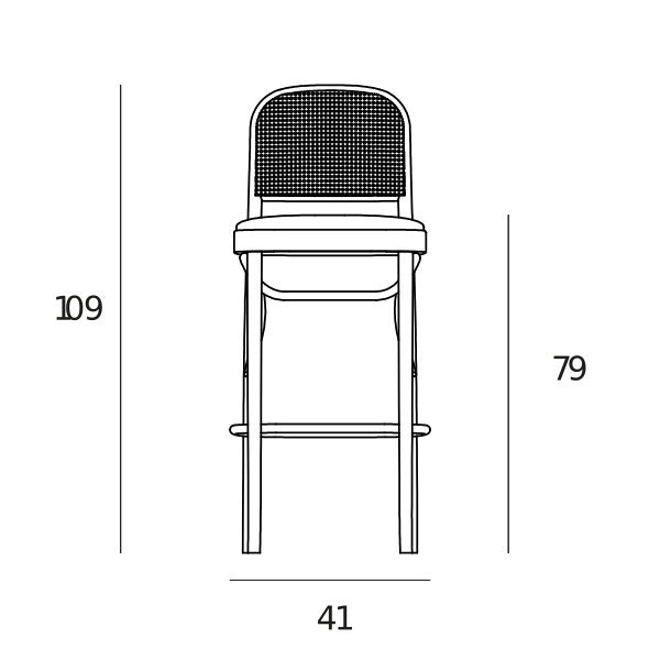 Classic Bentwood Barstool, Beech, Fabric Seat