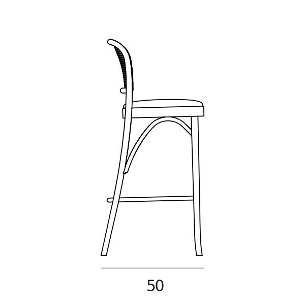 Classic Bentwood Barstool, Beech, Fabric Seat