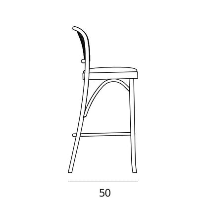 Classic Bentwood Barstool, Beech, Fabric Seat
