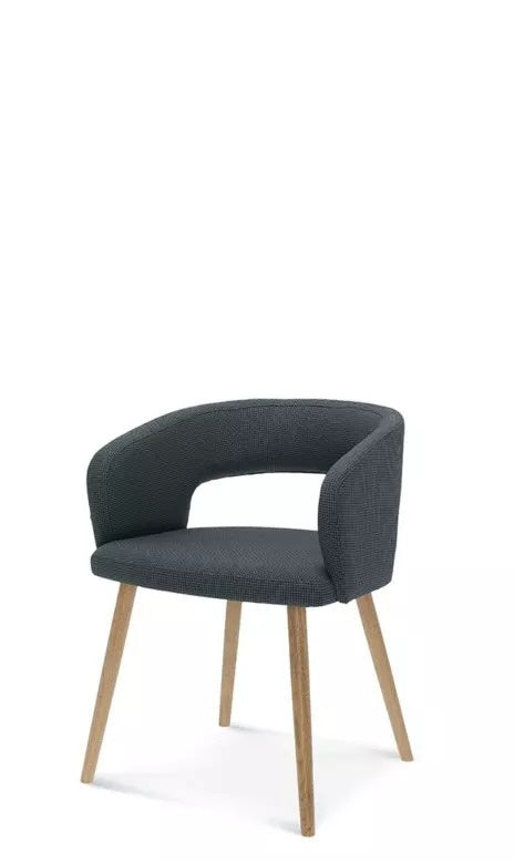 Cube Upholstered Armchair, Beech/Oak, 470mm Seat