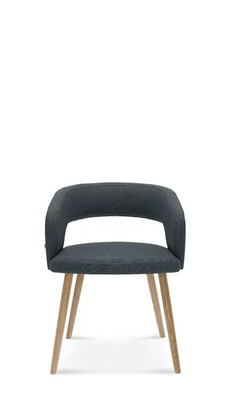 Cube Upholstered Armchair, Beech/Oak, 470mm Seat